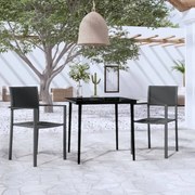vidaXL 3 pcs conjunto de jantar para jardim preto