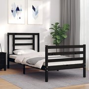 Estrutura cama de solteiro c/ cabeceira madeira maciça preto