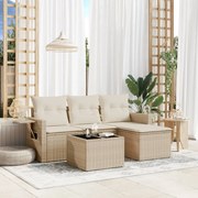 vidaXL 4 pcs conjunto de sofás para jardim c/ almofadões vime PE bege