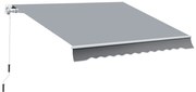 Outsunny Toldo Retrátil 395x245 cm Toldo Exterior Terraço Manivela Ângulo Ajustável Alumínio e Poliéster 280 g/㎡ Proteção UV Cinza | Aosom Portugal