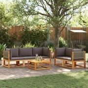 vidaXL 6 pcs conjunto de sofás de jardim com almofadões acácia maciça