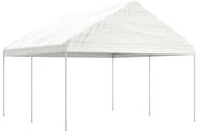 Gazebo com telhado 4,46x4,08x3,22 m polietileno branco