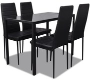 vidaXL Conjunto de jantar 5 pcs couro artificial preto