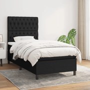 vidaXL Cama com molas/colchão 100x200 cm tecido preto