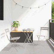 vidaXL Conjunto Bistro Dobrável 3 pcs Bege Aço