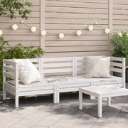 vidaXL Sofá de 3 lugares para jardim pinho maciço branco