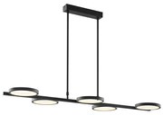 Candeeiro de suspensão moderno preto com LED 3 passos regulável 5 luzes - Vivé Moderno