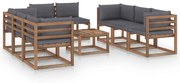 9 pcs conjunto lounge para jardim com almofadões antracite