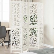 vidaXL Biombo com 4 painéis madeira de paulownia maciça branco