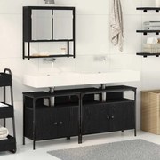 vidaXL Conjunto de Móveis para Banheiro 3 pcs Preto Madeira processada