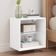 vidaXL Mesa de cabeceira de parede com luzes LED branco