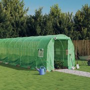 vidaXL Estufa com estrutura de aço 28 m² 14x2x2 m verde