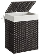 Cesto de roupa em rattan sintético com tampa, alças para transporte prático. | SONGMICS | 45,5 x 32 x 61 cm | preto | LCB51BK.