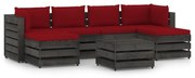 7 pcs conj. lounge jardim + almofadões madeira impreg. cinzento