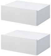 HOMCOM Conjunto de 2 Mesas de Cabeceira com 1 Gaveta Desenho Montado na Parede Estilo Moderno para Dormitório 40x30x15cm Branco | Aosom Portugal