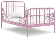 Estrutura de cama extensível em metal rosa 80x130/200 cm