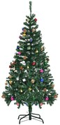 Árvore de Natal Artificial 150cm Ignífugo com 420 Ramos 48 Decorações