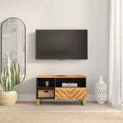 vidaXL Móvel de TV 80x33,5x46 cm mangueira maciça castanho e preto