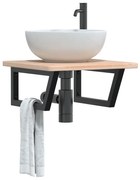 vidaXL Prateleira de parede p/ lavatório aço/madeira carvalho maciça