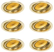 Conjunto de 6 focos embutidos modernos dourados ajustáveis - Coop 111 Honey