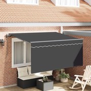 vidaXL Toldo Retrátil Riscas Antracite 300 x 200 cm tecido