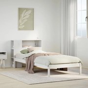 vidaXL Cama com estante sem colchão 90x190 cm pinho maciço branco