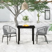 vidaXL 3 pcs conjunto de jantar para jardim cinzento