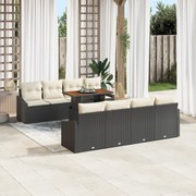 Conjunto de Sofá de Jardim de 7 Peças com Almofadas Preto Rattan Polip
