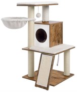 Árvore para gatos com plataformas, abrigo e escada | FEANDREA | 48 x 48 x 96 cm | bege | PCT071H01.