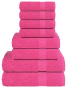 vidaXL 8pcs Conjunto de toalhas FROGN 360 g/m² rosa