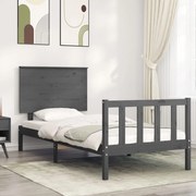Estrutura de cama com cabeceira 100x200cm madeira maciça preto