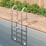 vidaXL Escada de piscina 54x38x184,5 cm 304 aço inoxidável