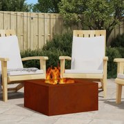vidaXL Fire Pit Castanho 60 x 60 x 30 cm Aço resistente às intempéries
