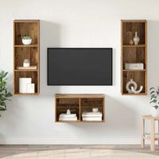 vidaXL Conjunto de Estantes para TV Madeira antiga 37 x 37 x 107 cm
