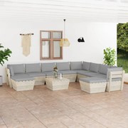 11 pcs conjunto lounge de paletes + almofadões madeira de abeto