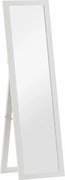 HOMCOM Espelho de Pé 37x155 cm Espelho de Corpo Inteiro Espelho de Parede Retangular com Estrutura de Madeira Branco com Veios | Aosom Portugal
