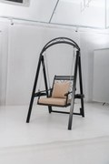 Balanço externo com estrutura, balanço de pátio com almofadas e mesas laterais para jardim branco
