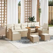 vidaXL Conjunto de Sofá de Jardim de 10 Peças com Almofadas Beiges em Rattan Sintético e Madeira de Acácia