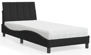 Cama com colchão 90x190 cm veludo preto