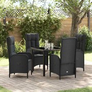 vidaXL Conjunto de Jantar para Jardim 5 Peças em Rattan Sintético Preto