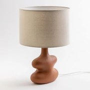 Candeeiro De Mesa Em Cerâmica E Linho Masaya Ferrugem - Sklum