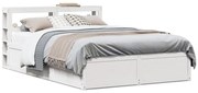 vidaXL Estrutura de cama com cabeceira 140x200 cm pinho maciço branco