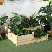 Floreira de madeira para horta 108 x 88 x 36 cm, floreira exterior em degraus com 3 níveis, design sem fundo, madeira natural