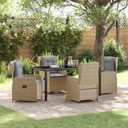 Conjunto de Jantar de 5 Peças vidaXL Bege Rattan Poliéster