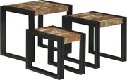 vidaXL Mesa de Ninho 3 pcs Madeira Sólida Reclamada e Metal