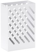 HOMCOM Suporte para Guarda-Chuvas de Aço Galvanizado Estreito com Bandeja de Gotejamento Removível 4 Ganchos 28x14x41 cm Branco | Aosom Portugal