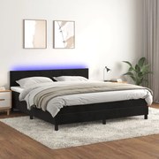 vidaXL Cama box spring c/ colchão/LED 180x200 cm veludo preto