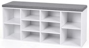 Banco de sapatos VASAGLE, prateleira para sapatos, sapateira, armário de armazenamento, 10 compartimentos, com almofada, para entrada, 104 x 30 x 48 cm, branco LHS10WT