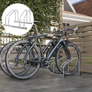 Suporte para 2 bicicletas, suporte de armazenamento para bicicletas com pneus de 61 mm, dimensões: 50 x 34 x 27,5 cm, em aço prateado
