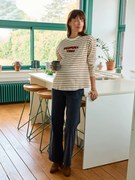 Camisola estilo marinheiro em algodão biológico*, de grávida e amamentação   caramelo